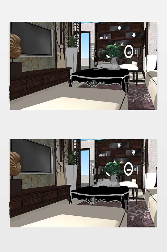 现代风格SU客厅模型-众图网