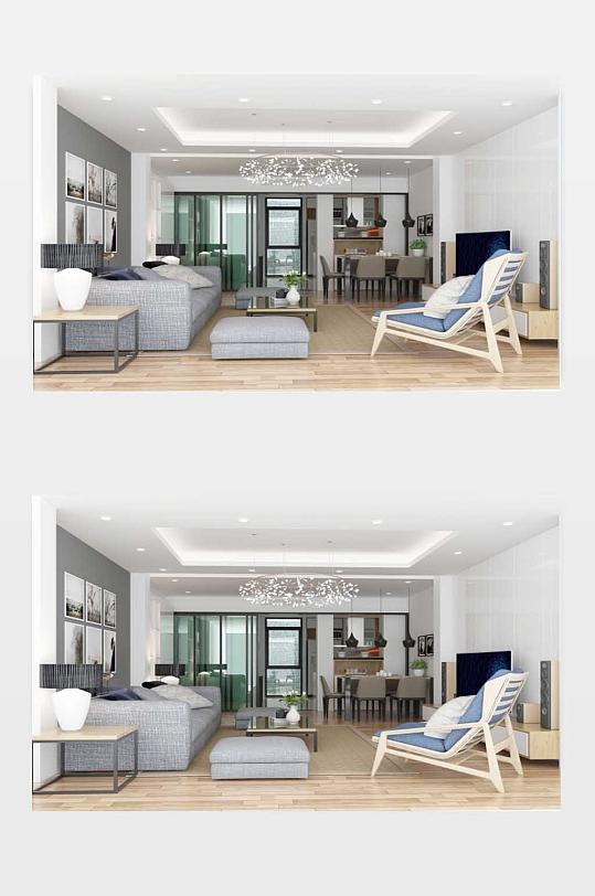 简约现代风客厅模型-众图网
