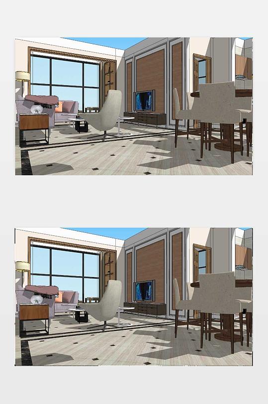 客厅su效果图下载