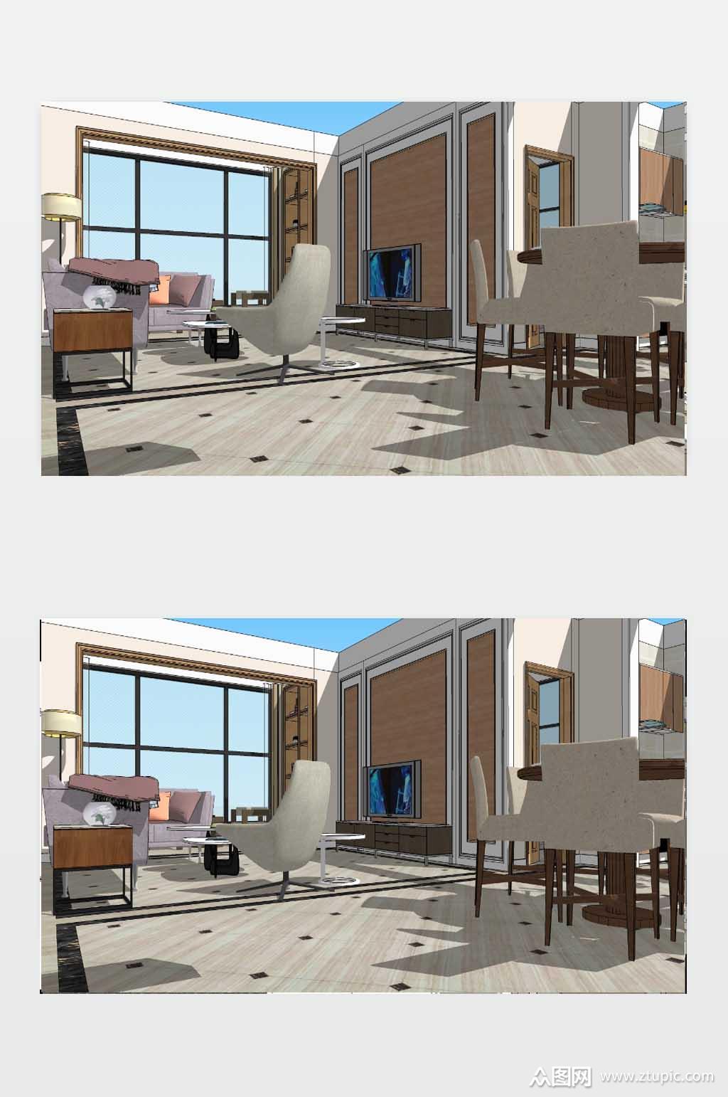 客厅su效果图下载