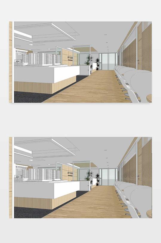 大型办公室SU模型-众图网