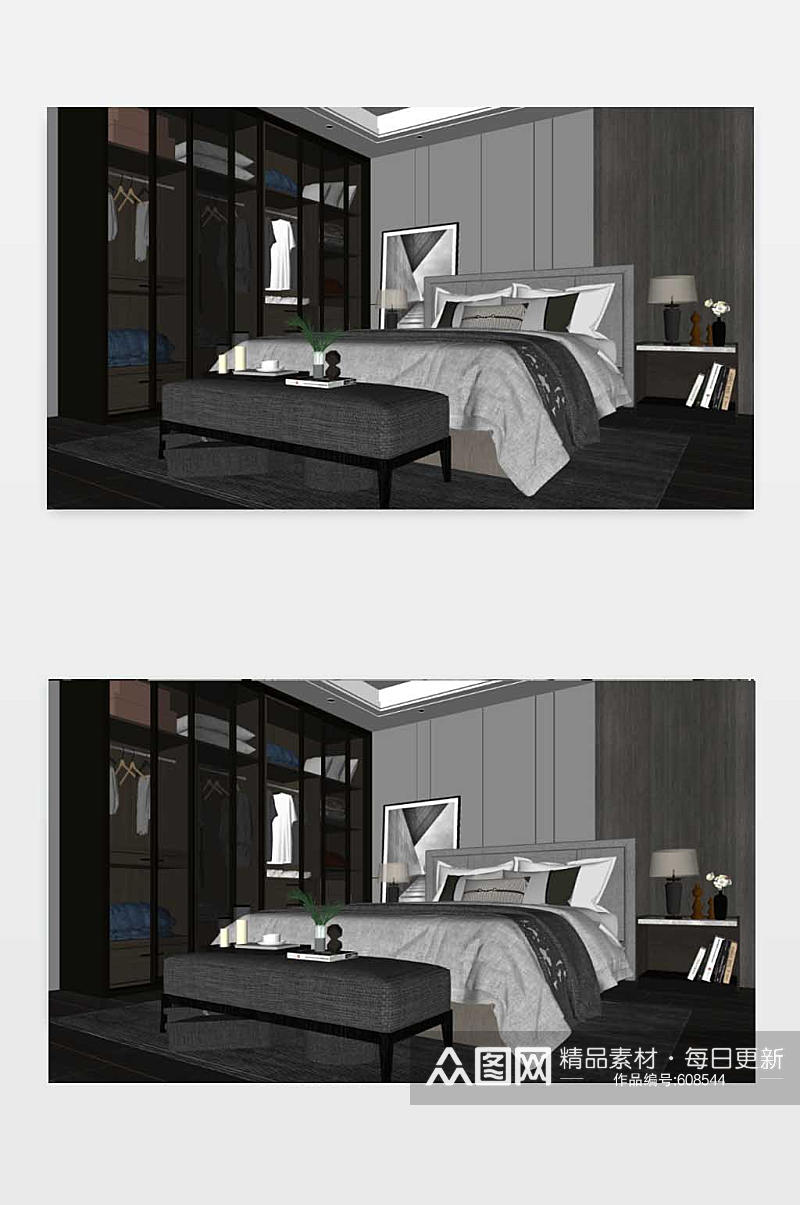 SU卧室模型设计下载素材