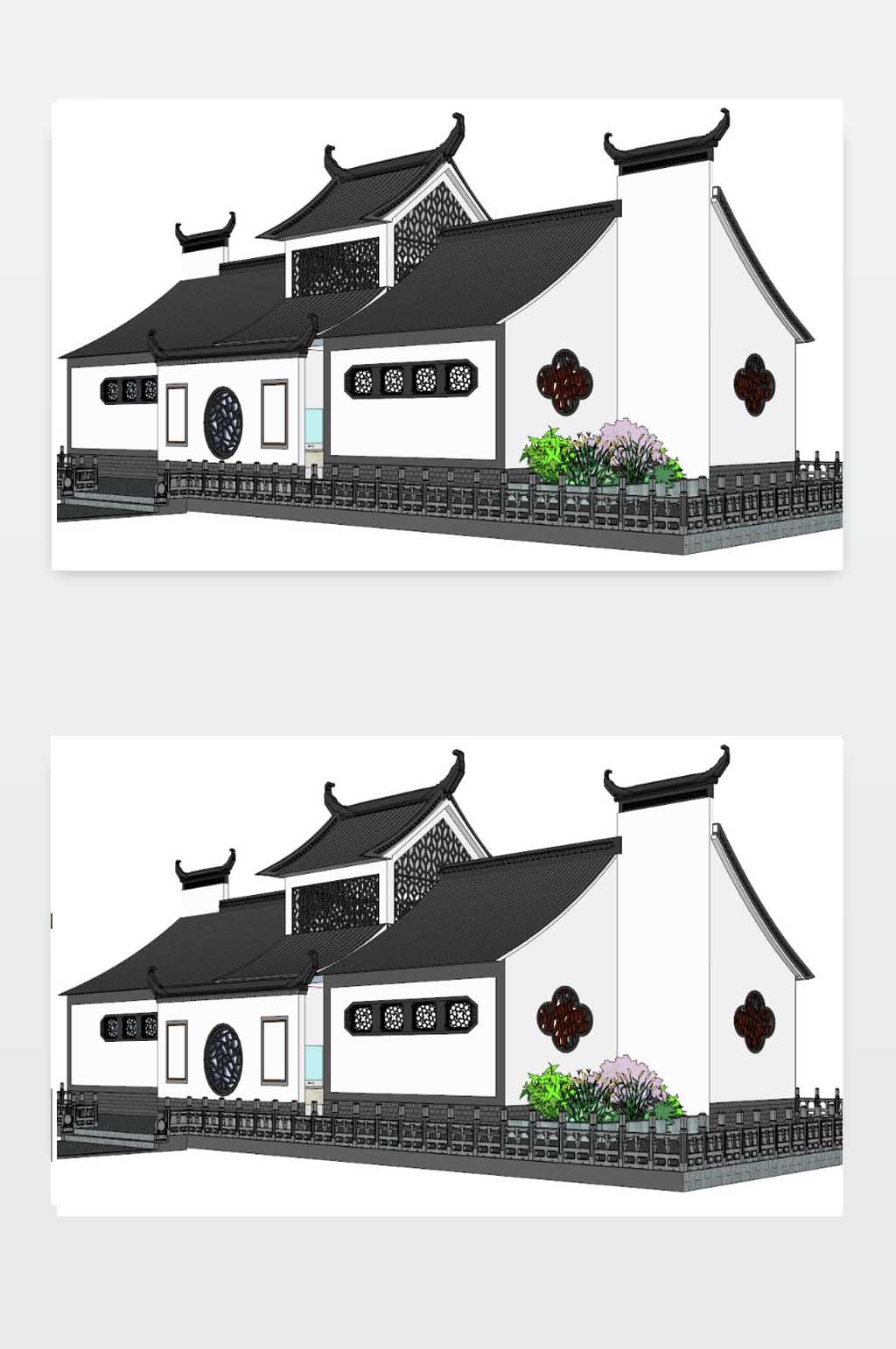 新中式公厕SU效果图素材