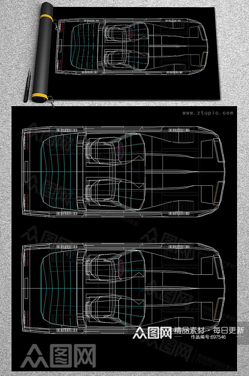 汽车CAD平面图素材