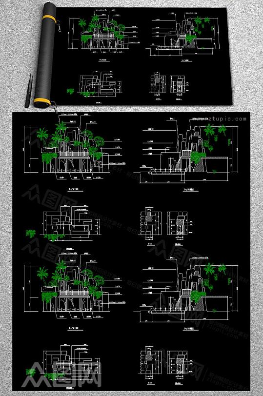 假山CAD立剖面图-众图网