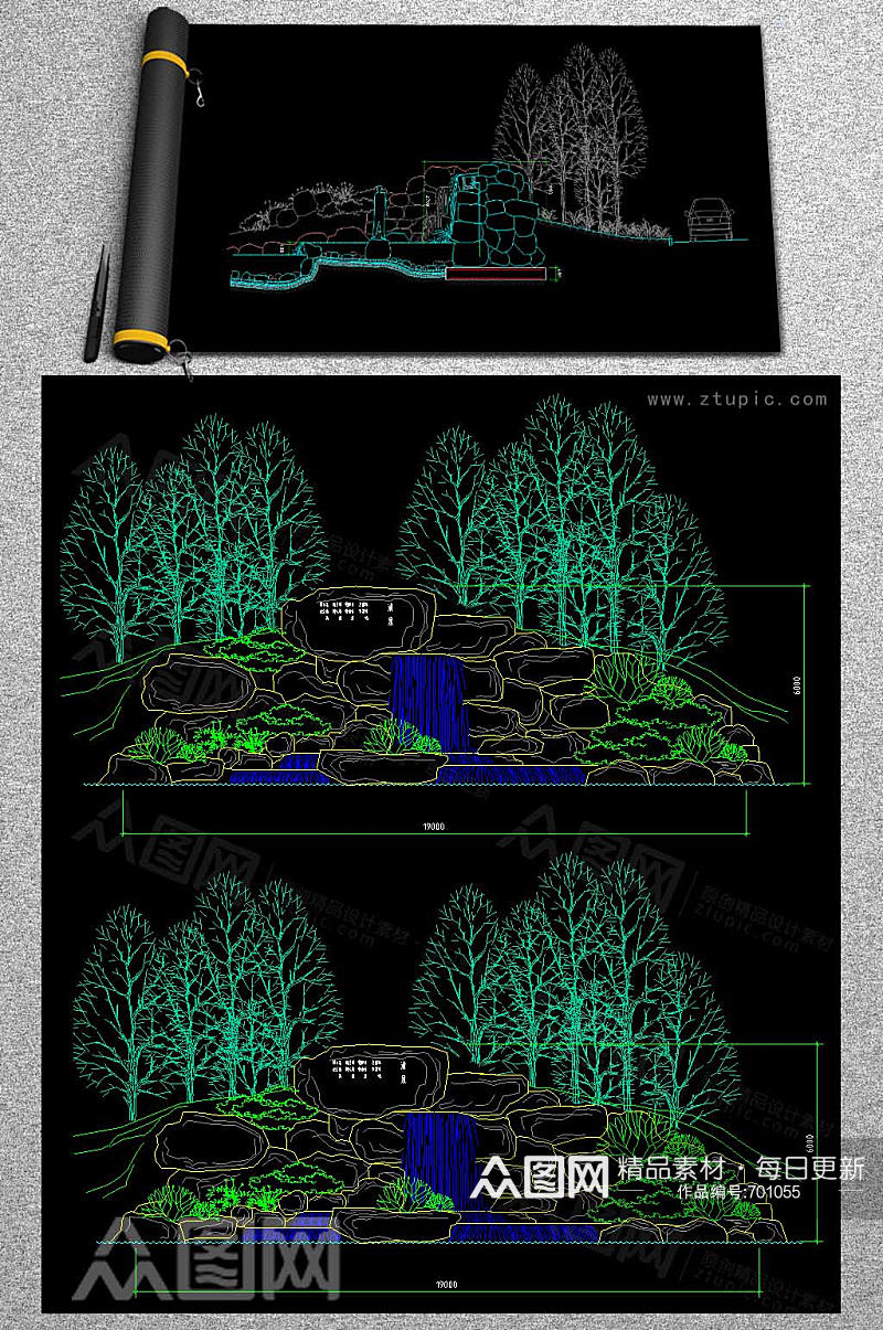 假山CAD平立面图素材