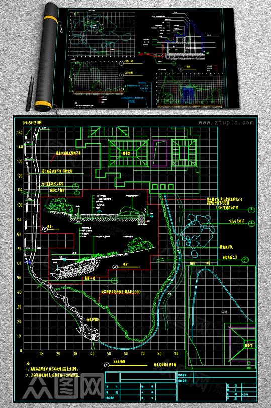 假山水池CAD大样图