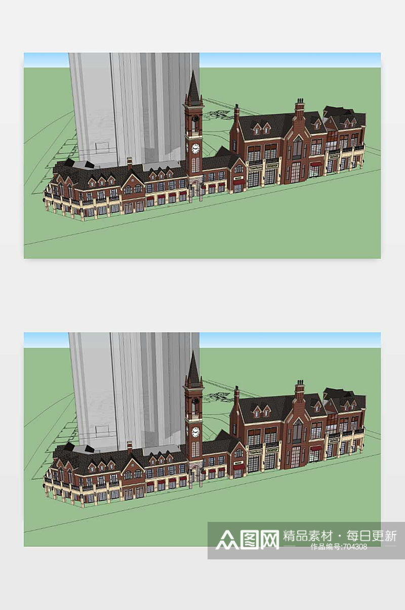 英式商业街SU模型素材