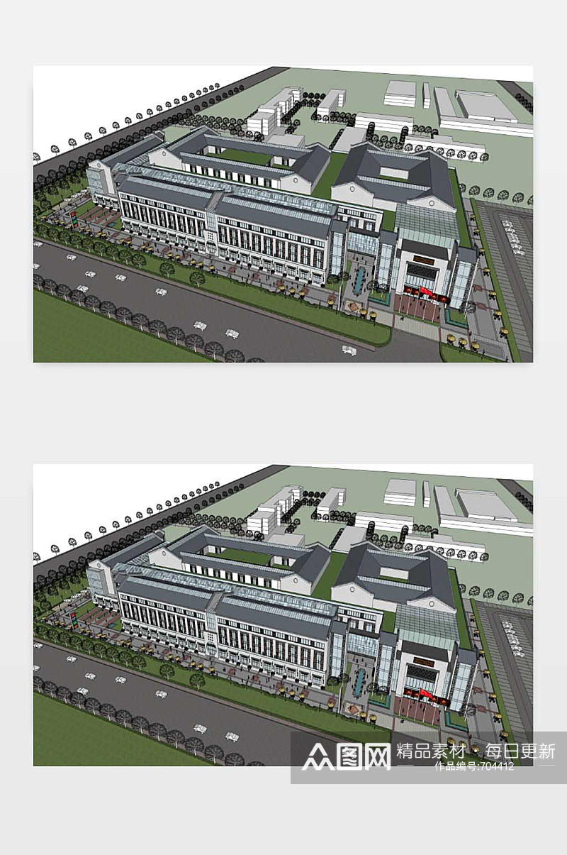 商业街SU模型下载素材