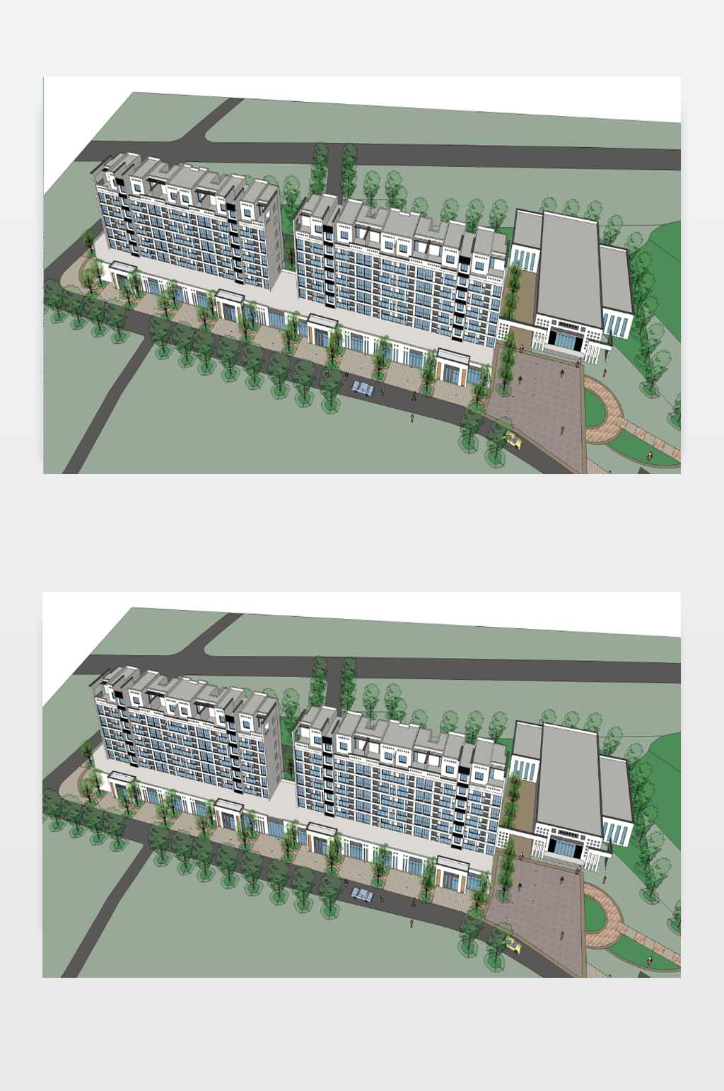 新中式商业街SU模型素材