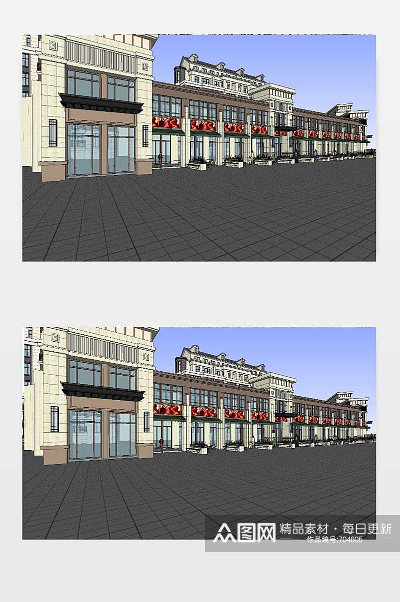 商业街SU模型图下载素材