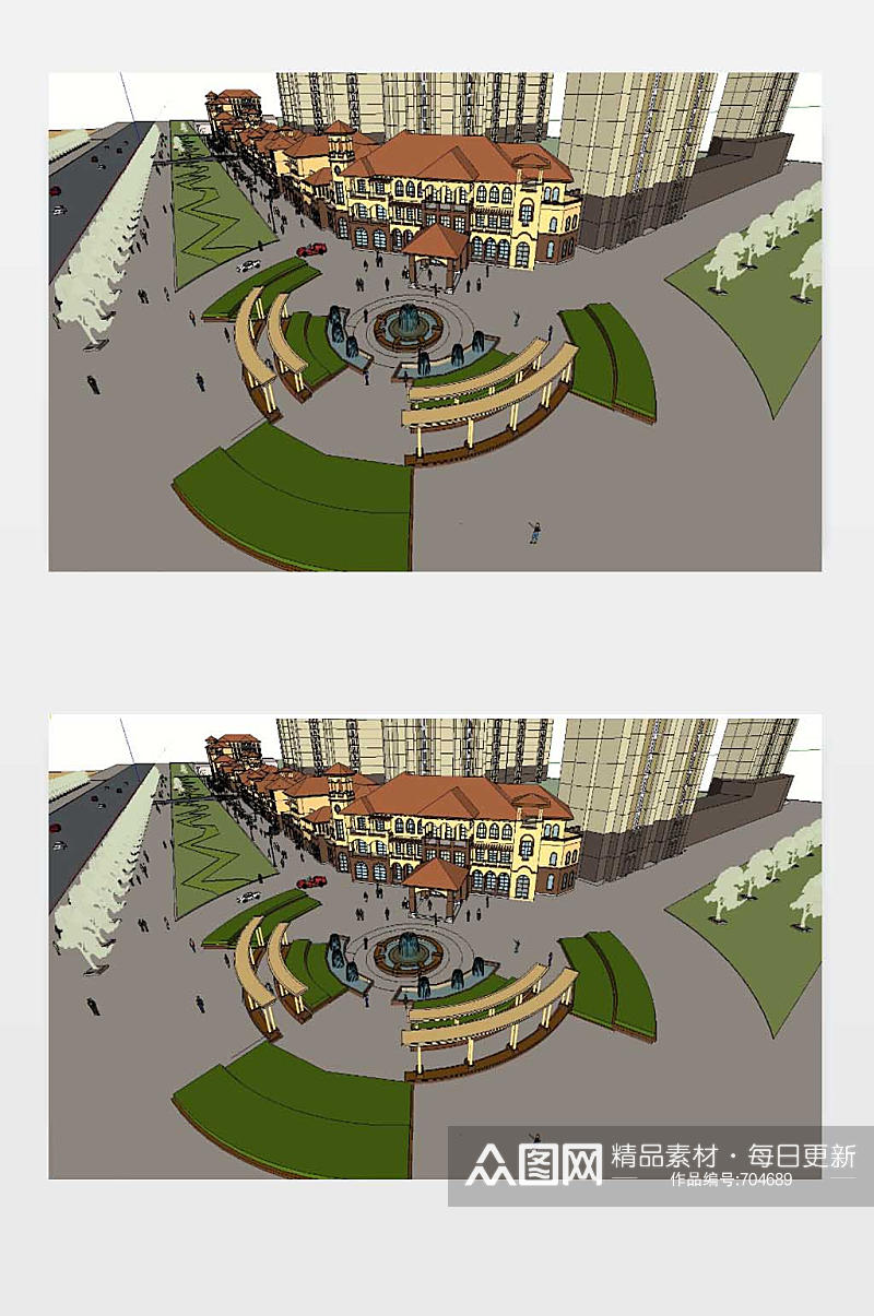 商业街3D效果图下载素材