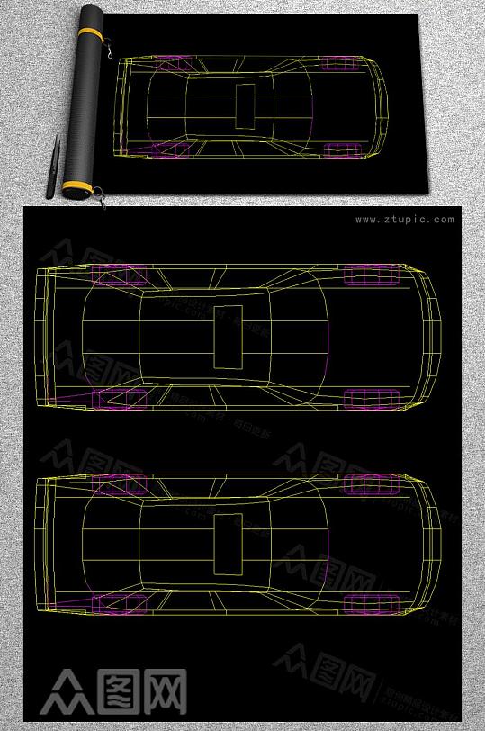 CAD汽车平面图-众图网