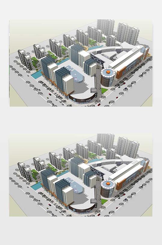 商业街3D效果图下载-众图网