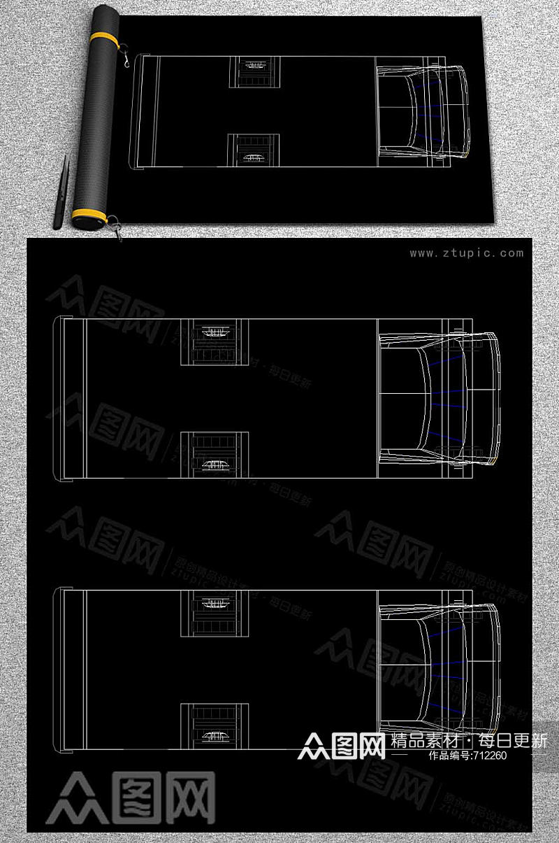 CAD汽车平面图素材