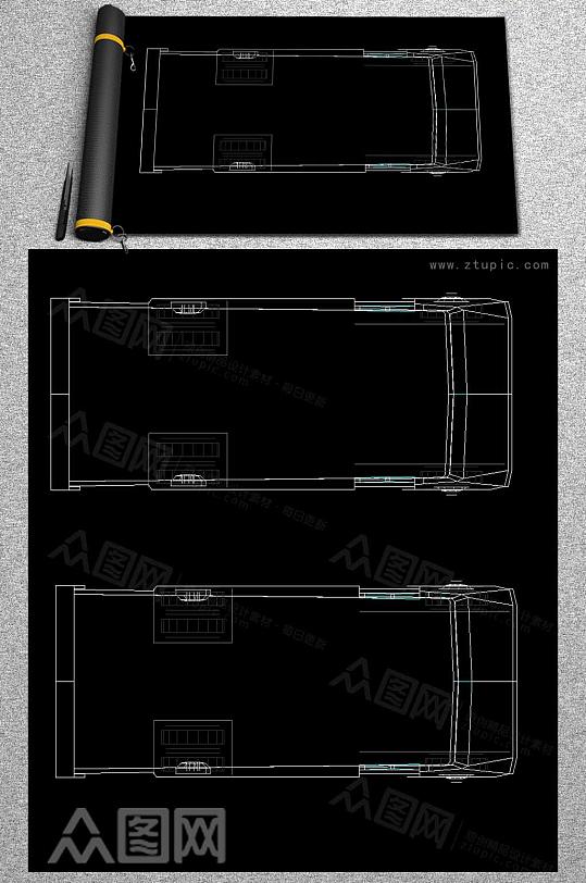 CAD车平立面图