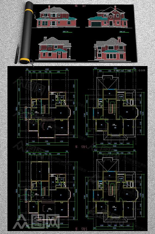 别墅CAD平立面图