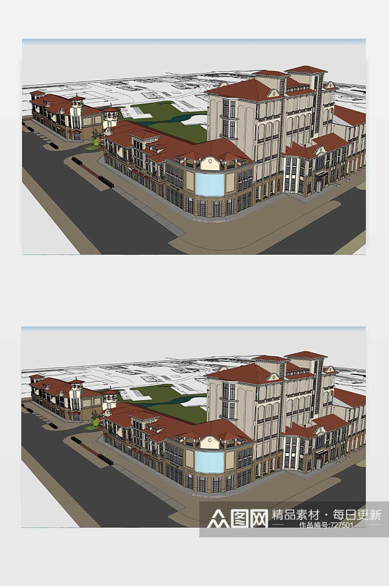 凤庆路南侧商业楼模型素材