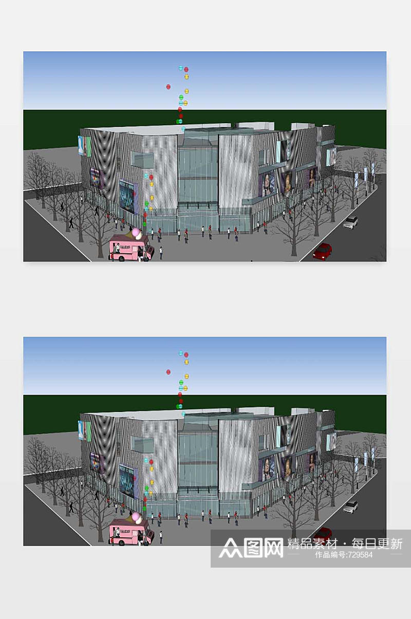 商业楼SU模型图素材