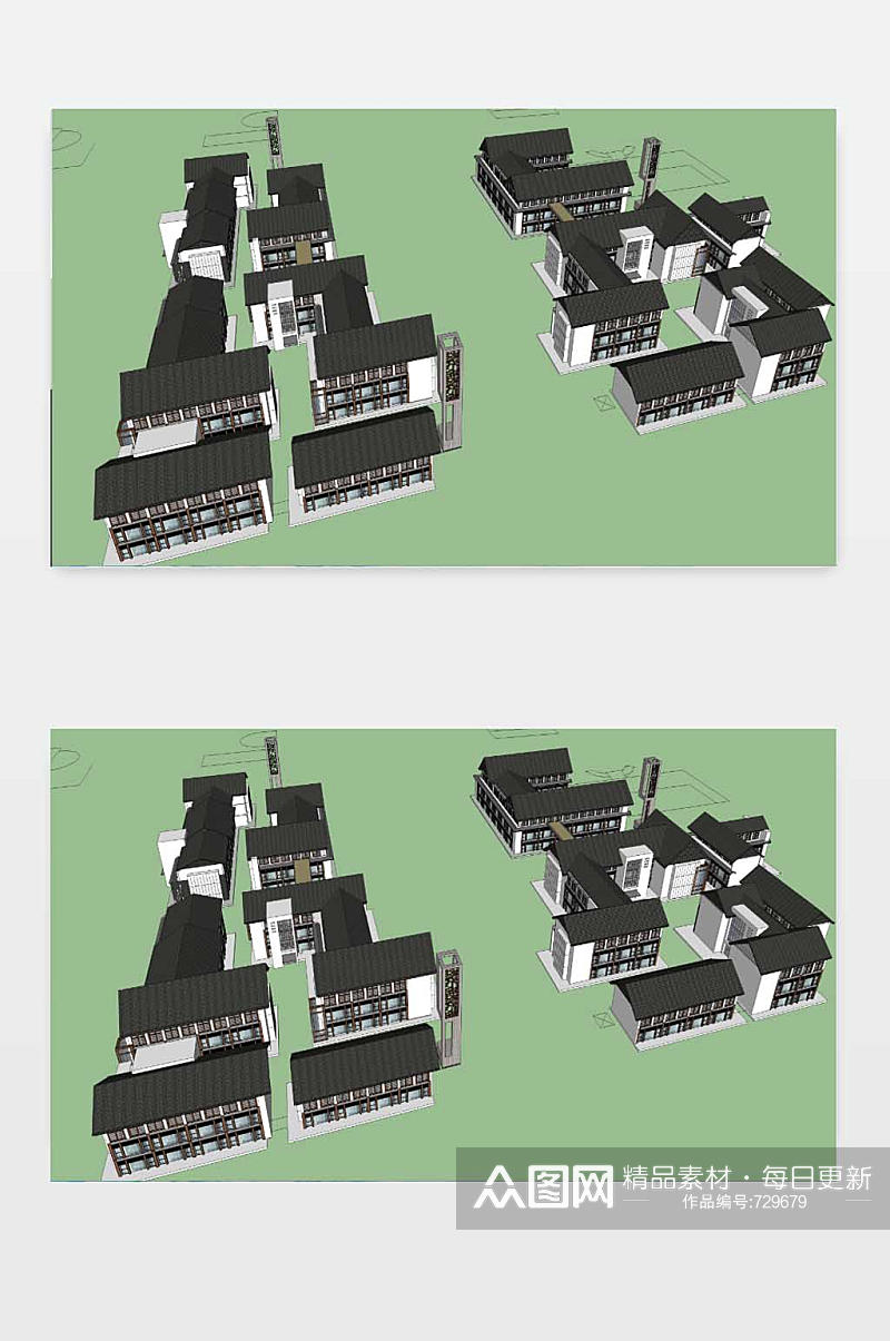 商业街3D效果图素材