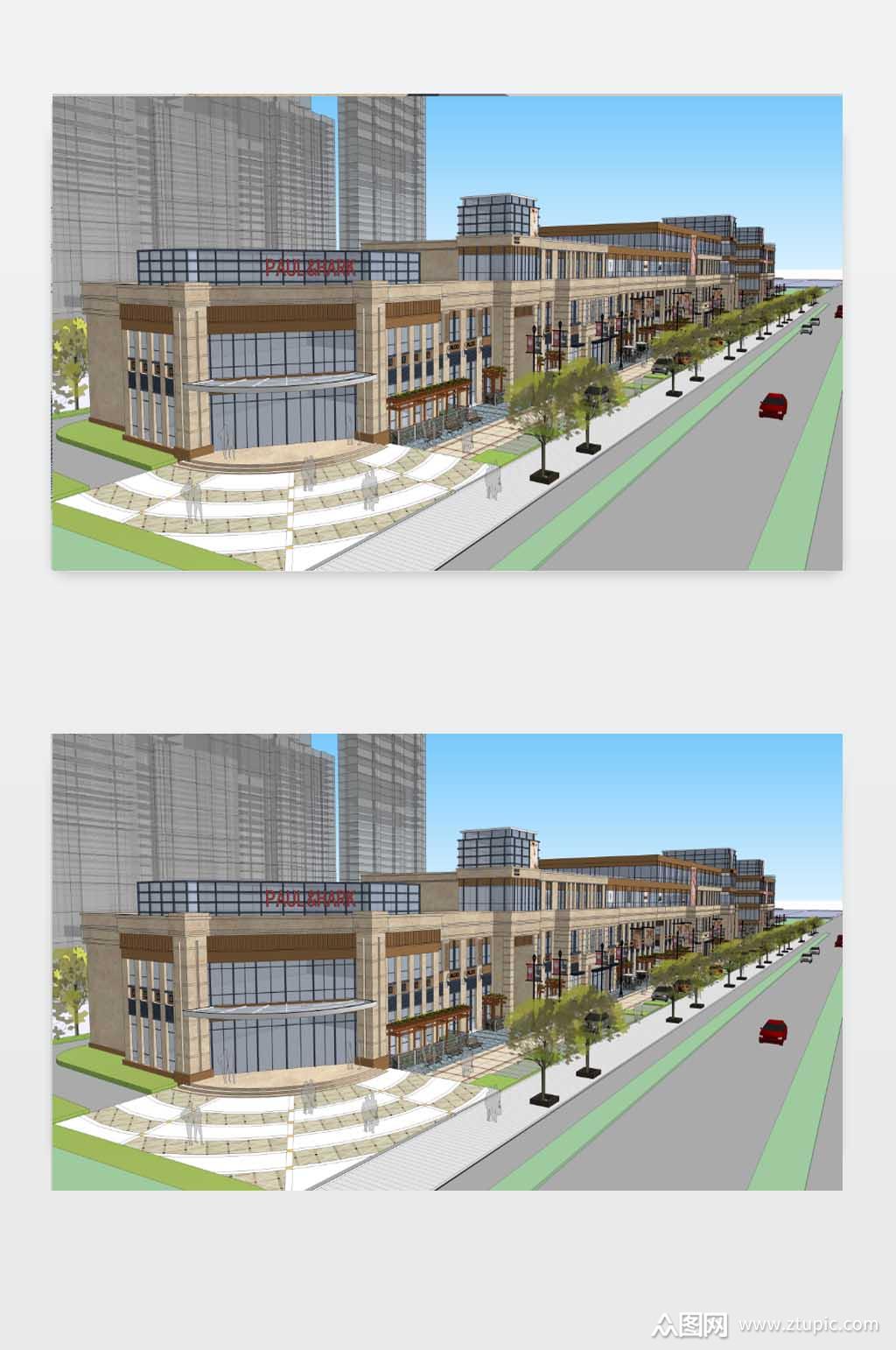 商业街su模型图素材