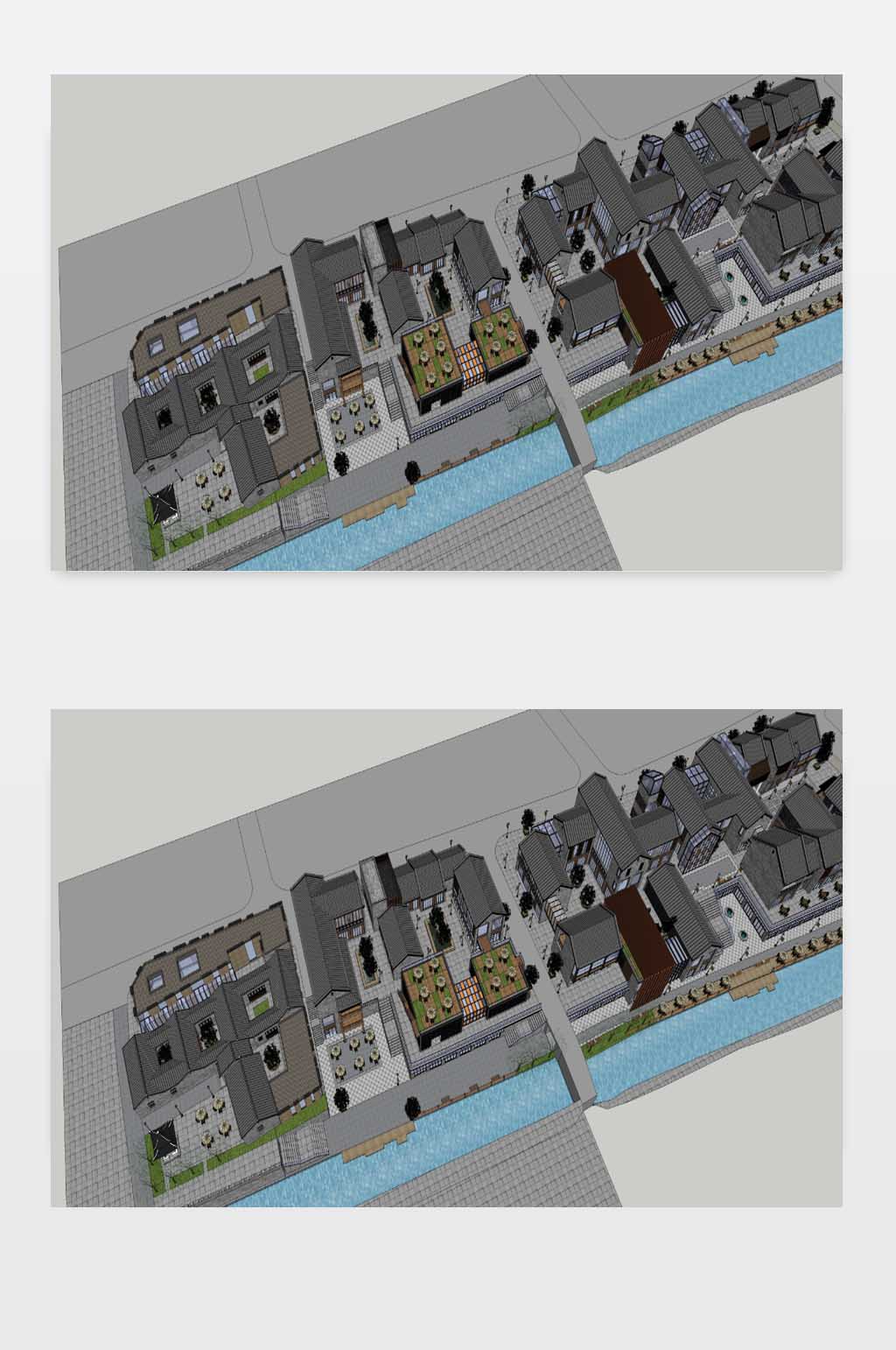 沿河古建的改造商业街方案素材
