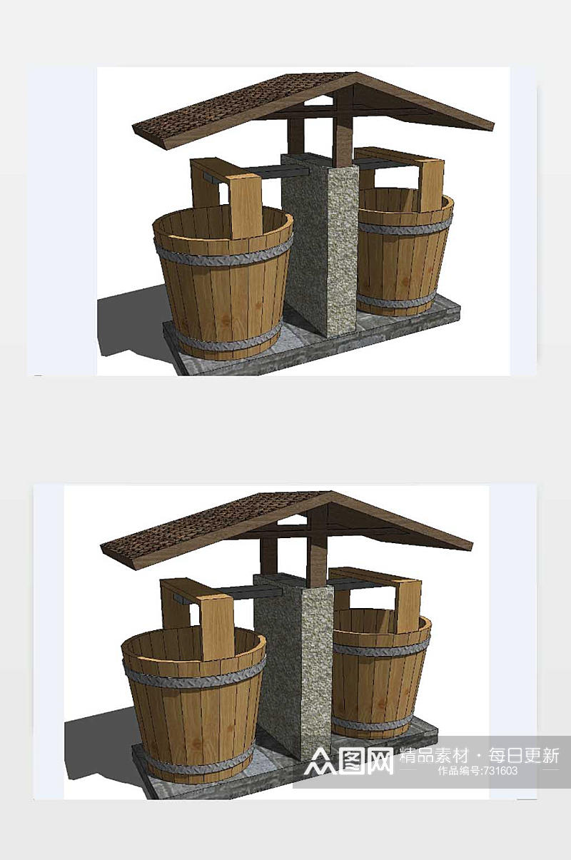 垃圾桶3D效果图下载素材