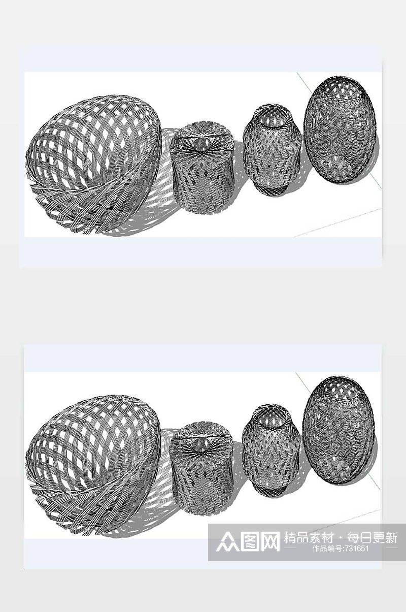 花钵SU模型下载素材