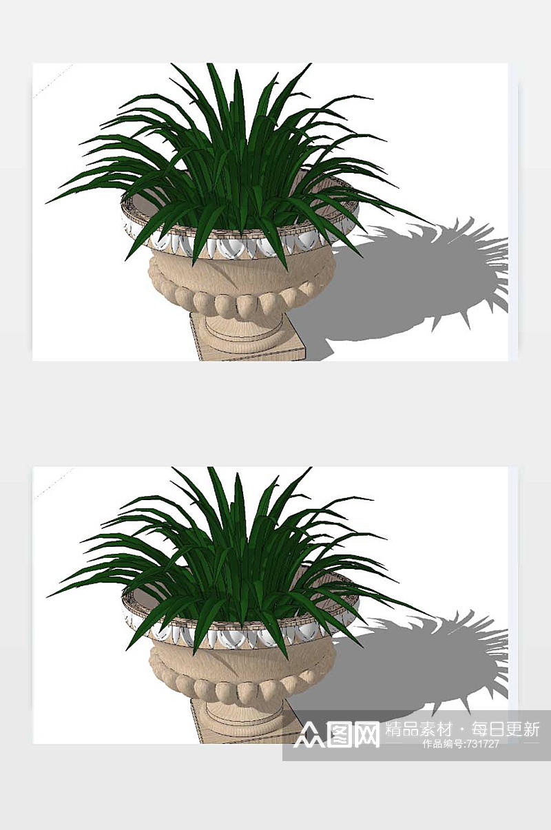 花箱种植槽3D效果图素材