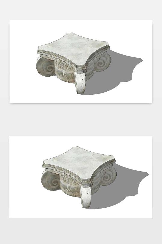 户外石桌雕刻的SU模型-众图网