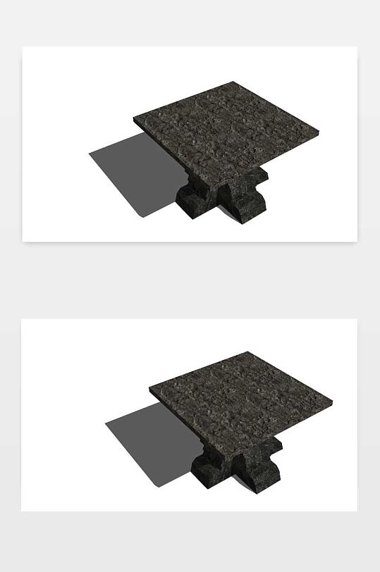 花岗岩黑色石桌的SKP模型