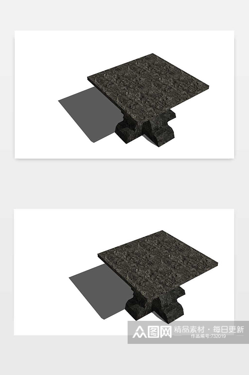 花岗岩黑色石桌的SKP模型素材
