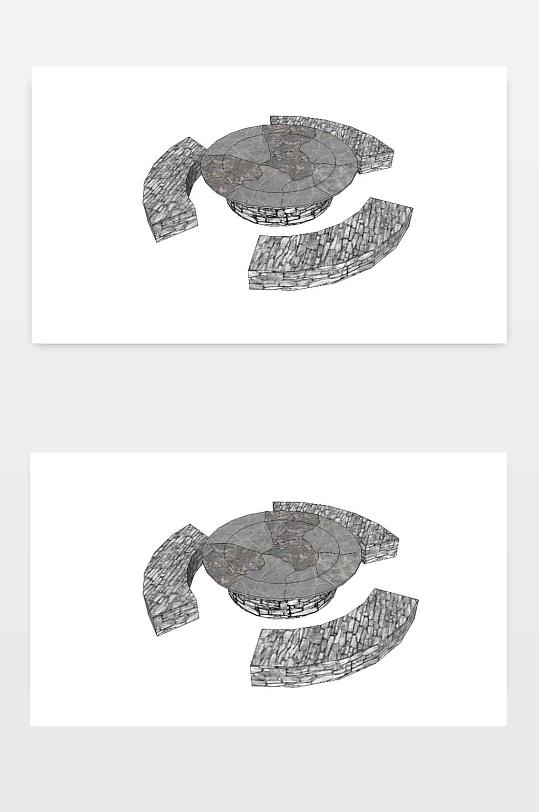 石桌SU模型下载-众图网