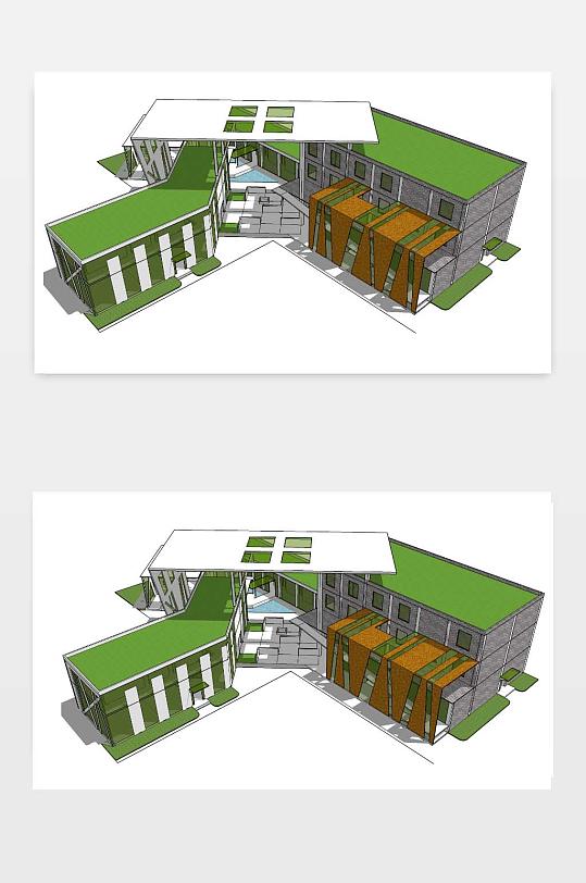 创意绿色生态建筑模型图