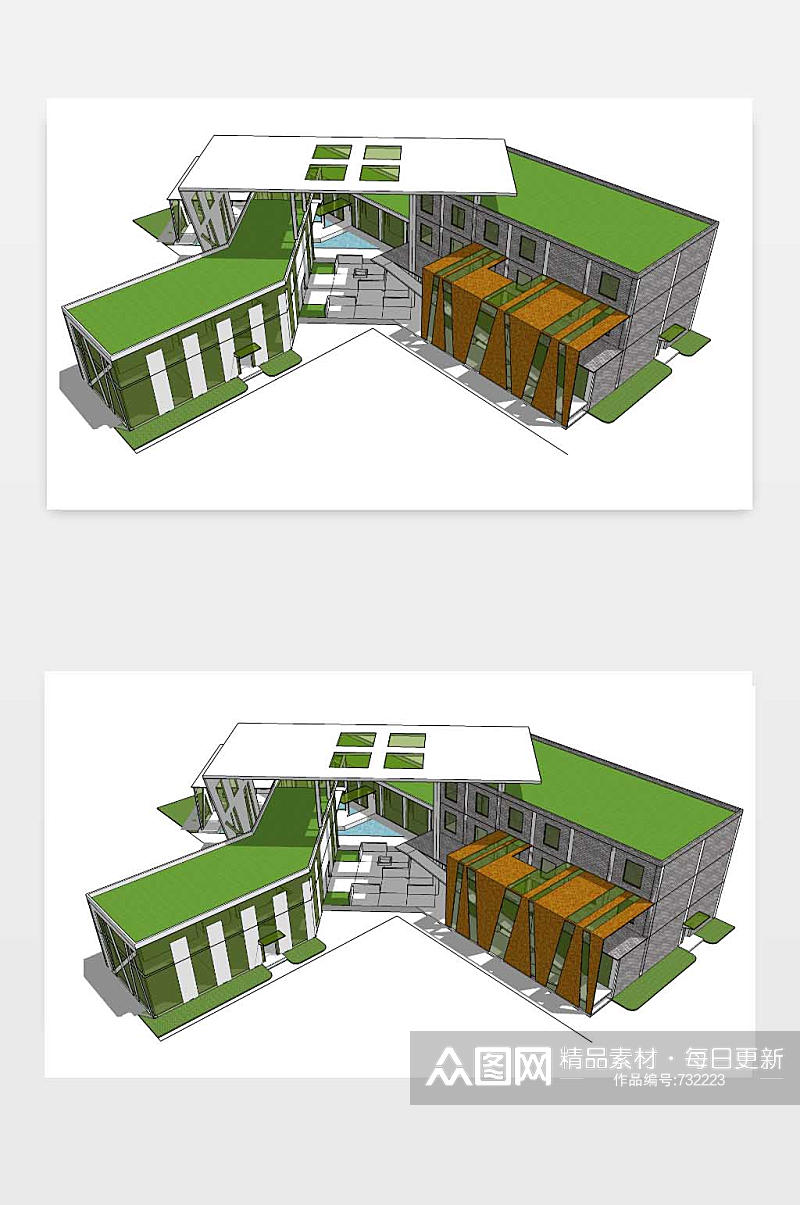 创意绿色生态建筑模型图素材