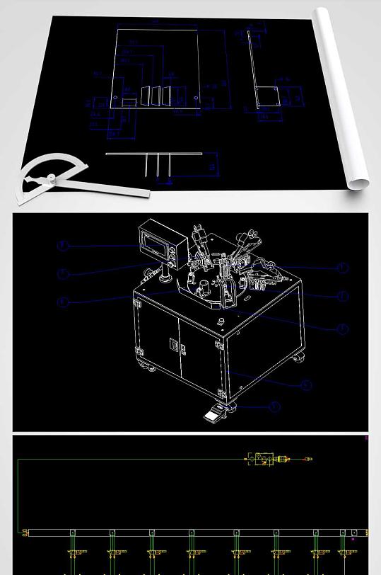 电机盖组焊机CAD平面图