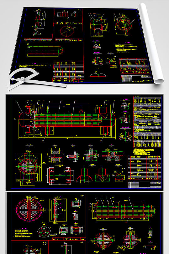 U形换热器CAD平面图