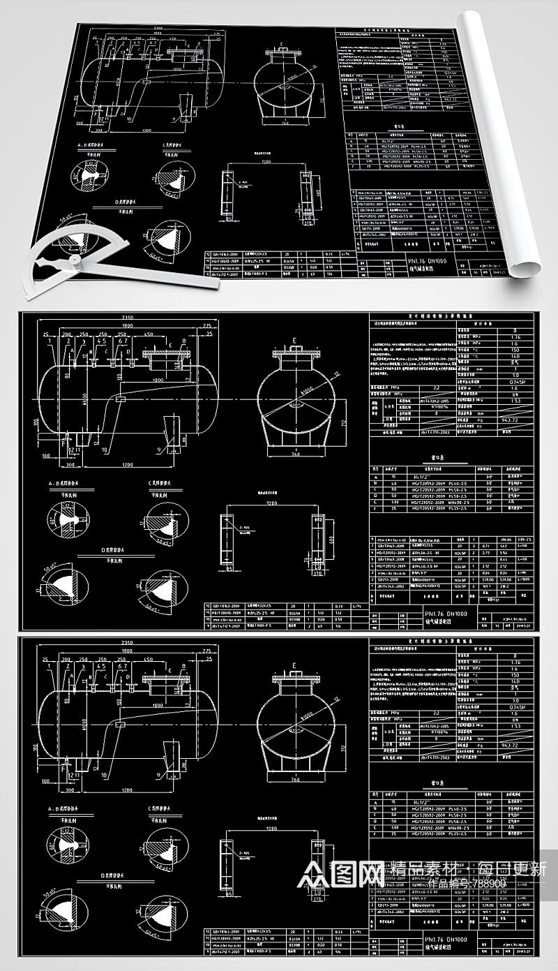 储气罐CAD平面设计图素材