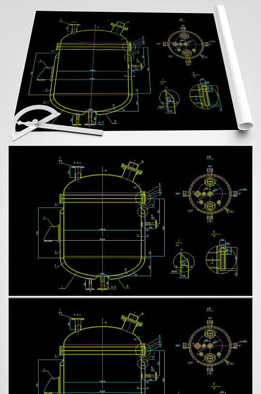 夹套反应釜CAD图纸