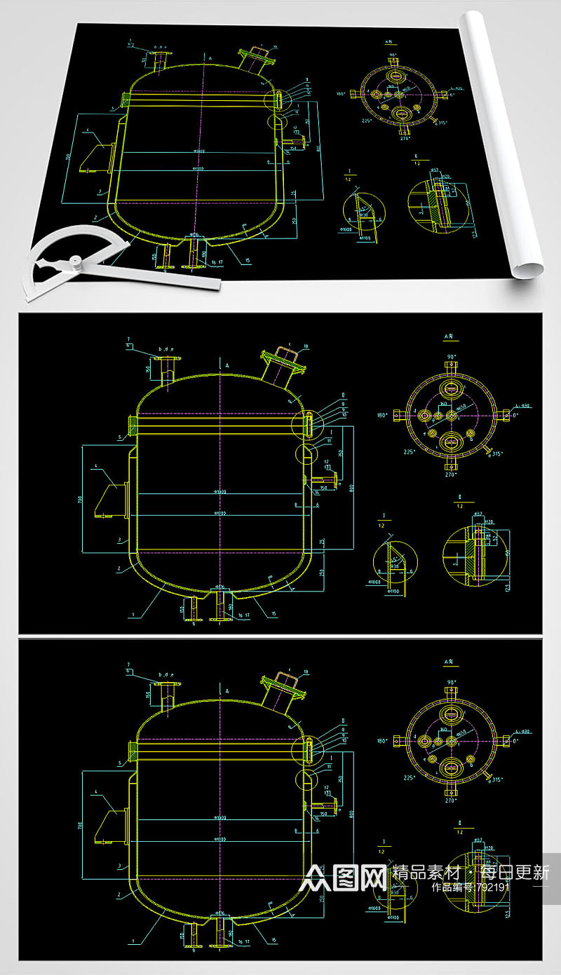 夹套反应釜CAD图纸素材