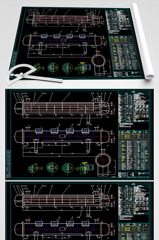 毛油换热器设计装配图-众图网