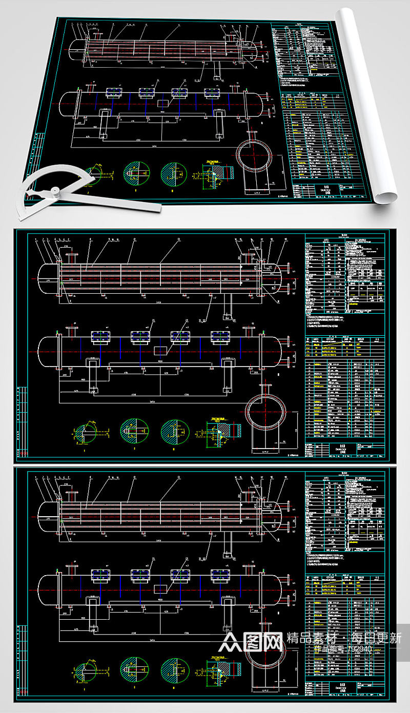 毛油换热器设计装配图素材