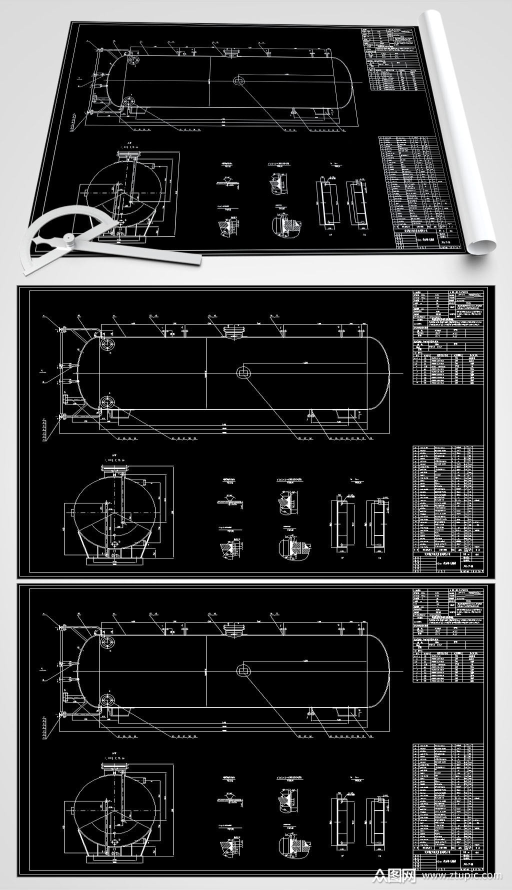 50立柴油罐cad图纸
