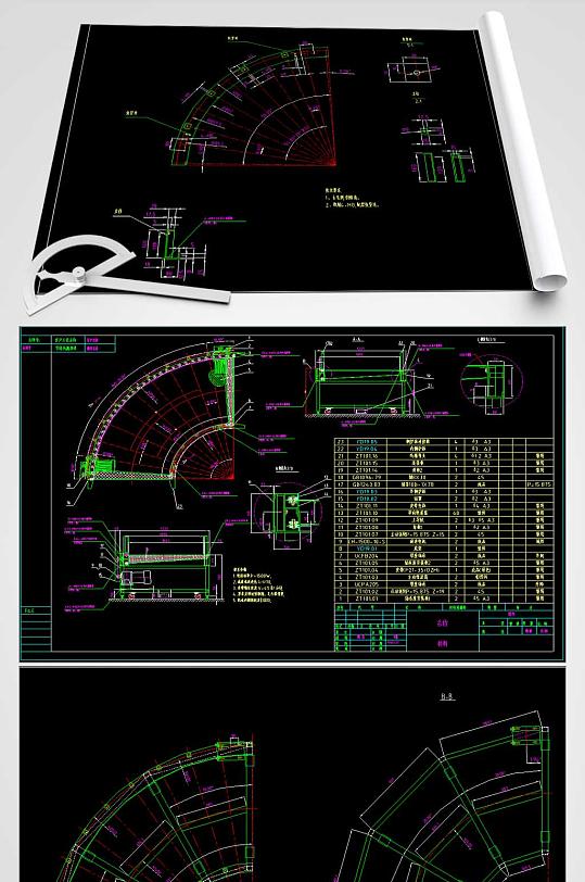 90度转弯机CAD平面图-众图网