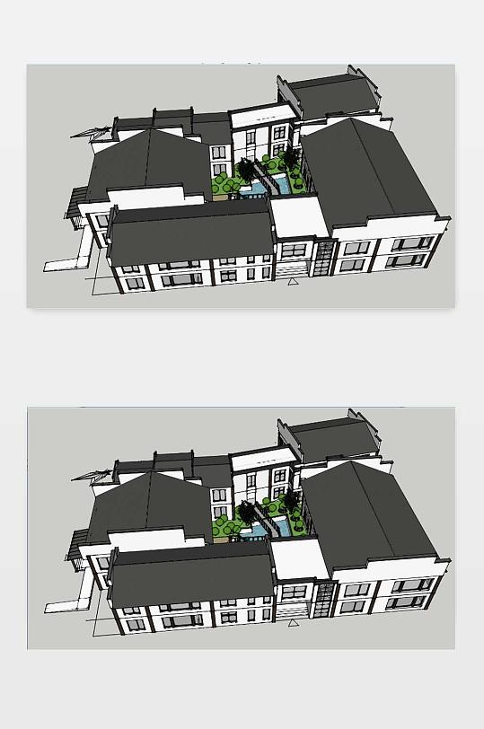 SU新中式别墅模型