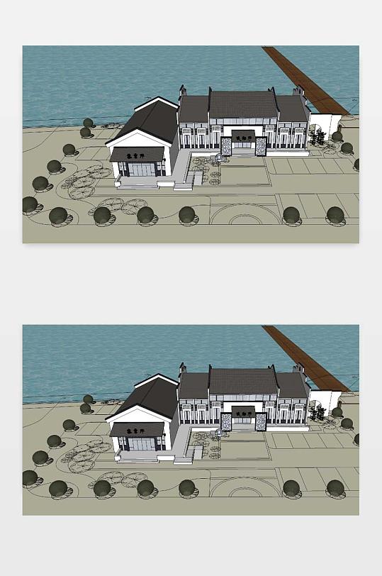 新中式别墅SU模型-众图网