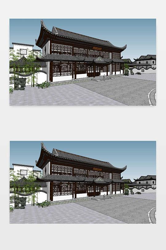 别墅新中式3D效果图-众图网