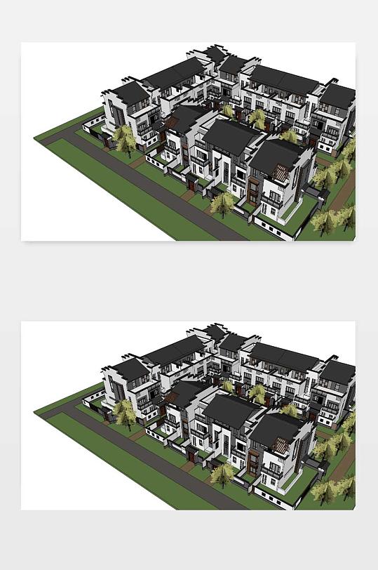 新中式别墅SU模型-众图网