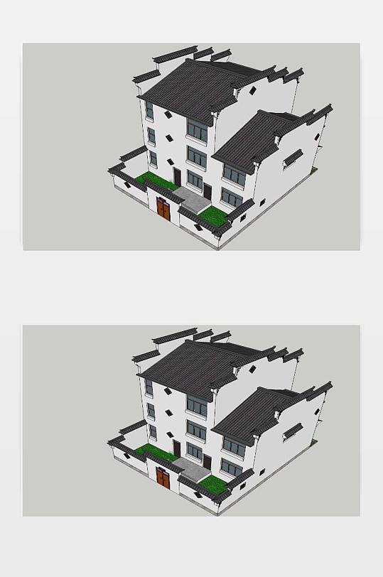 徽派别墅3D效果图-众图网