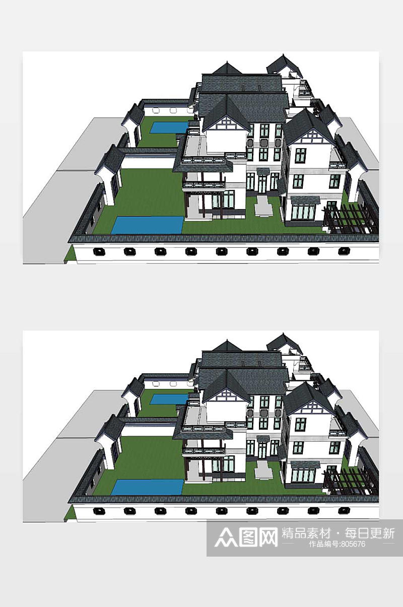 别墅SU模型下载素材